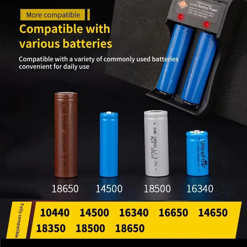 Cargador de baterías 18650 con 1/2/4 ranuras, carga doble para baterías 18650 de 3.7V, cargador USB para baterías de litio recargables 16340 14500 18650