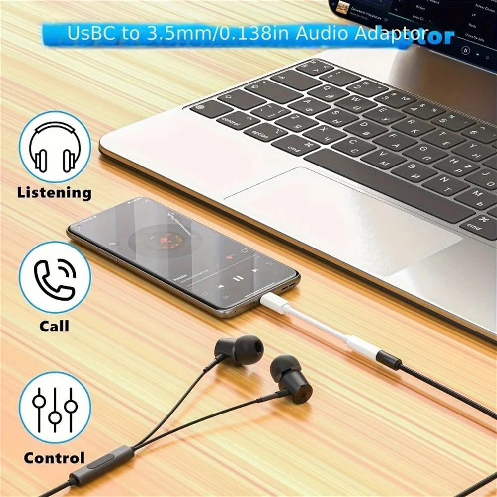 Typ-C-auf-3,5-mm-AUX-Adapter, USB-Typ-C-auf-3,5-mm-Audiokabel, Ohrhörer-Konverter für Samsung, Xiaomi, Redmi, Poco, LG, Huawei und OnePlus