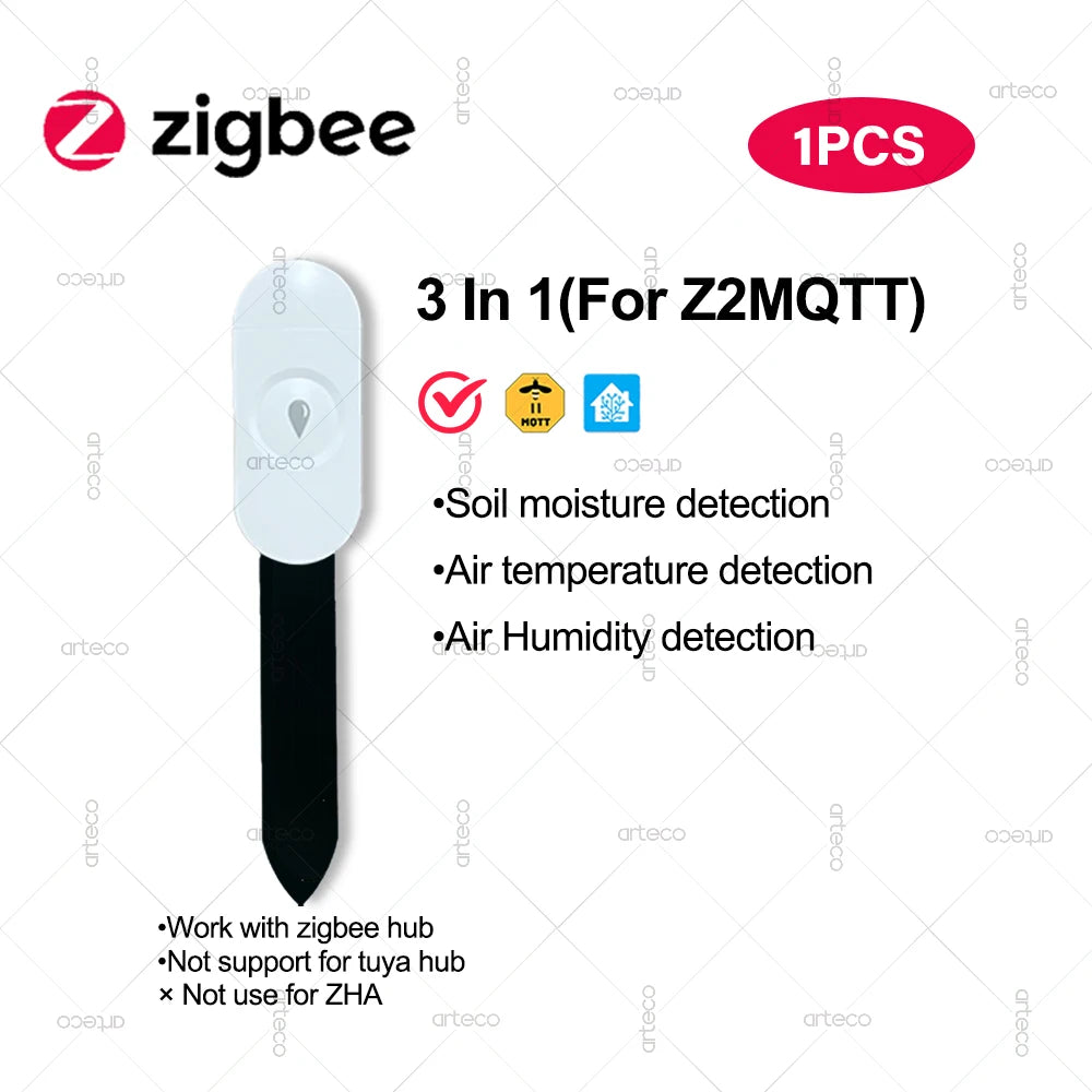 Zigbee-sensor til registrering af jordfugtighed, temperatur, luftfugtighed og lysstyrke, intelligent jordtester med fugtighedssensor til Tuya-appen og Zigbee2MQTT