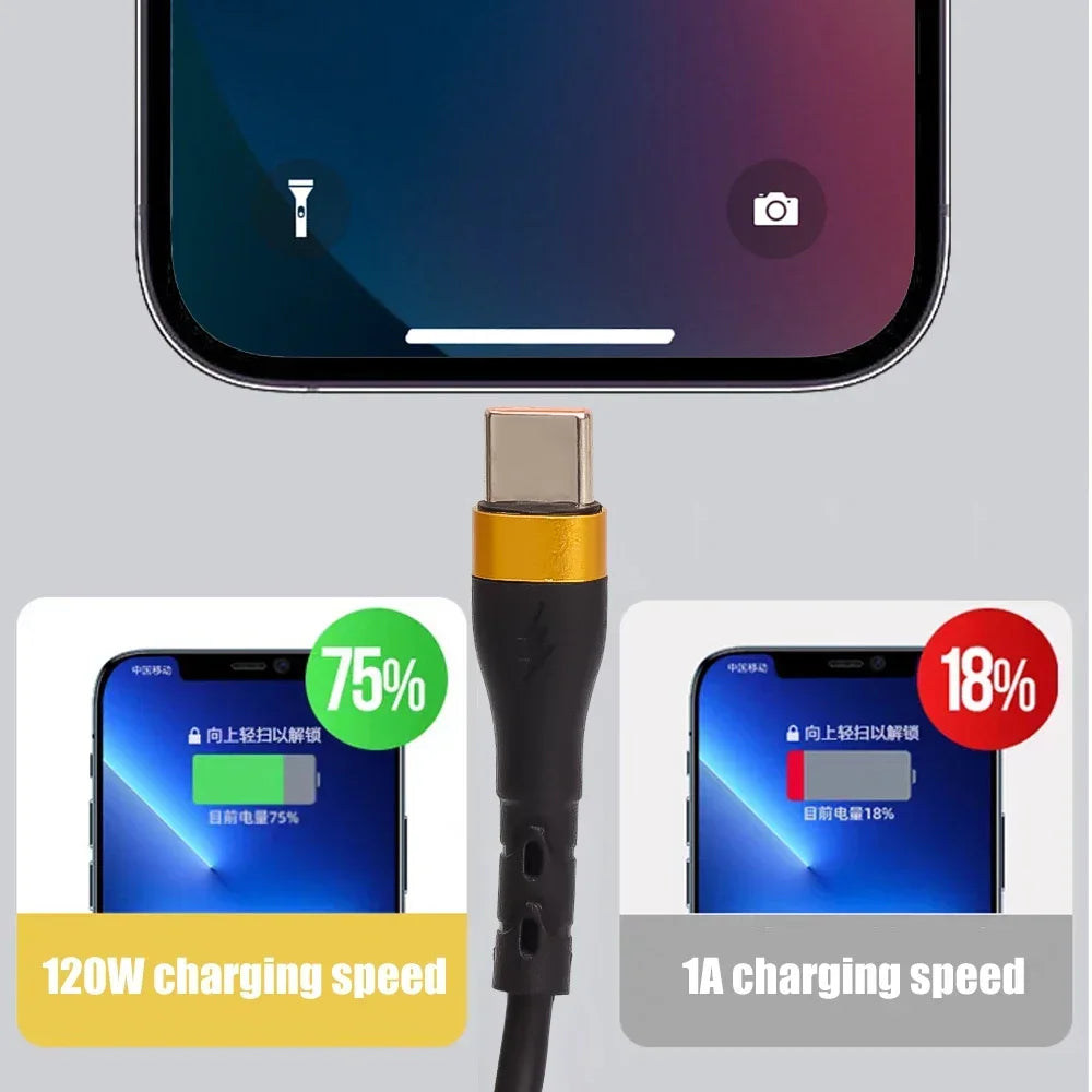 Udtrækkeligt 120 W PD-hurtigopladningskabel med USB-C til USB-C-spiralkabel, kompatibelt med iPhone 16/17, Xiaomi- og Samsung-enheder med hurtig opladning