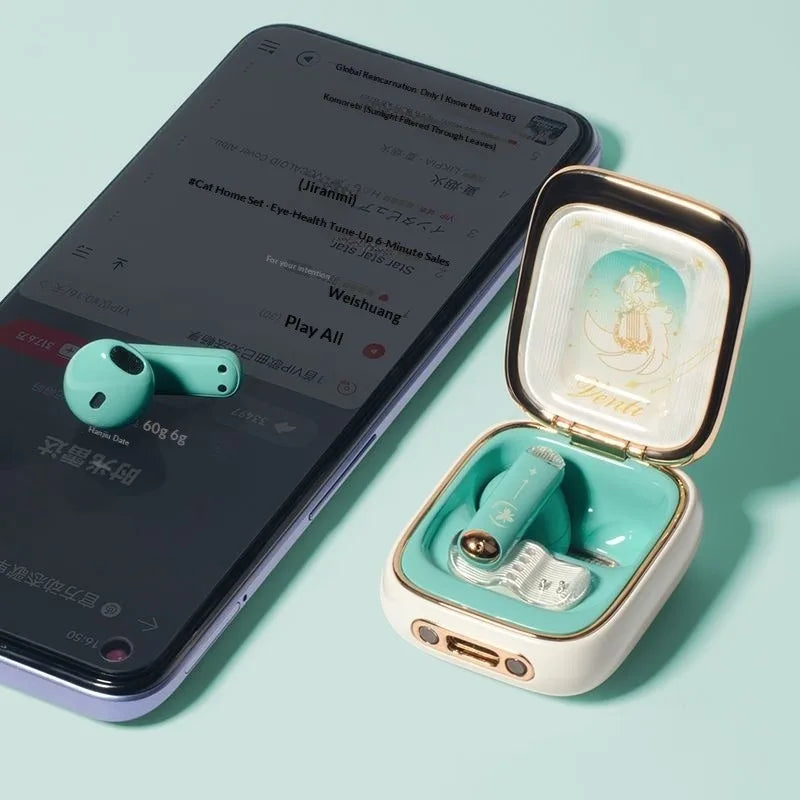 New Genshin Impact Venti Earphones Tws Wireless Bluetooth Earbuds Semi-In-Ear Hifi Gaming Stereo Surround Venti Headphone Giffts