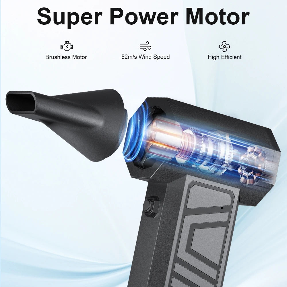 Turbo Fan 130000RPM Car Jet Fan 5 Outlet Nozzles Portable Blowing Snow Cleaning Blower Tool Electric Air Duster Type-C Charging