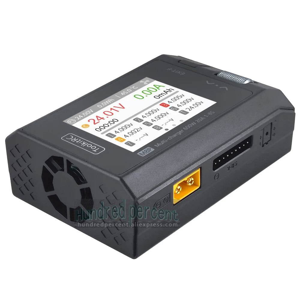 Cargador inteligente ToolkitRC M8P 1-8S, 600W 20A, carga rápida de baterías de litio para coches teledirigidos, modelos de aviación y aeronaves FPV