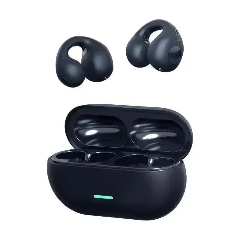 TWS Bluetooth Headset 5.3 Wireless Air Conduction Headphones Clip Ear Music Noise Canceling HD Call Sports Gaming Earphone