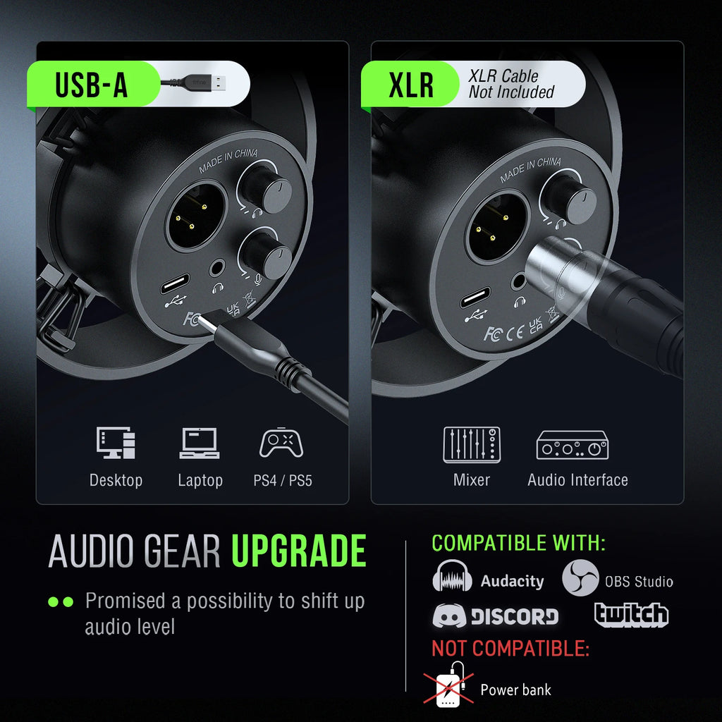 FIFINE Microphone dynamique USB/XLR avec support antichoc, fonction mute tactile, prise casque et contrôle du volume, pour PC ou carte son -K688