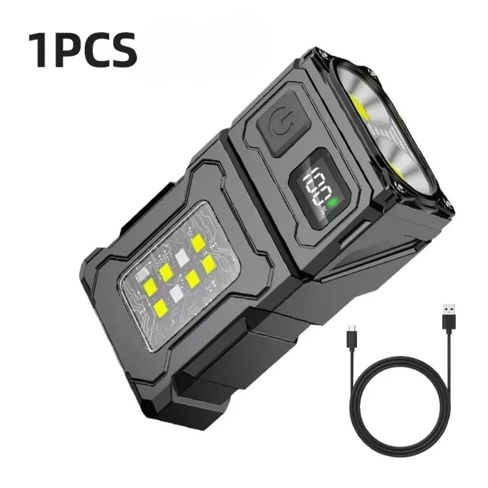 Wiederaufladbare Mini-LED-Taschenlampe, magnetisch, mit Clip, Arbeitsleuchte, Schlüsselanhänger- und Taschenlampe für Outdoor-Camping, Wandern und Angeln