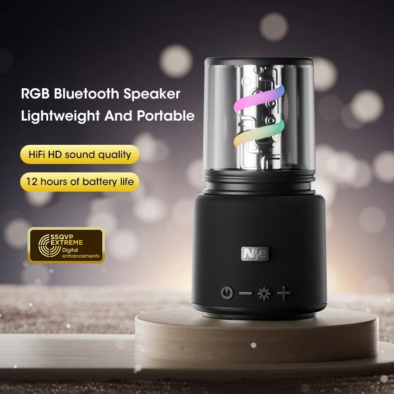 Wireless Bluetooth 5.3 Portable Waterproof Speaker HIFI Surround Bass Subwoofer Car Audio with LED Light Effects