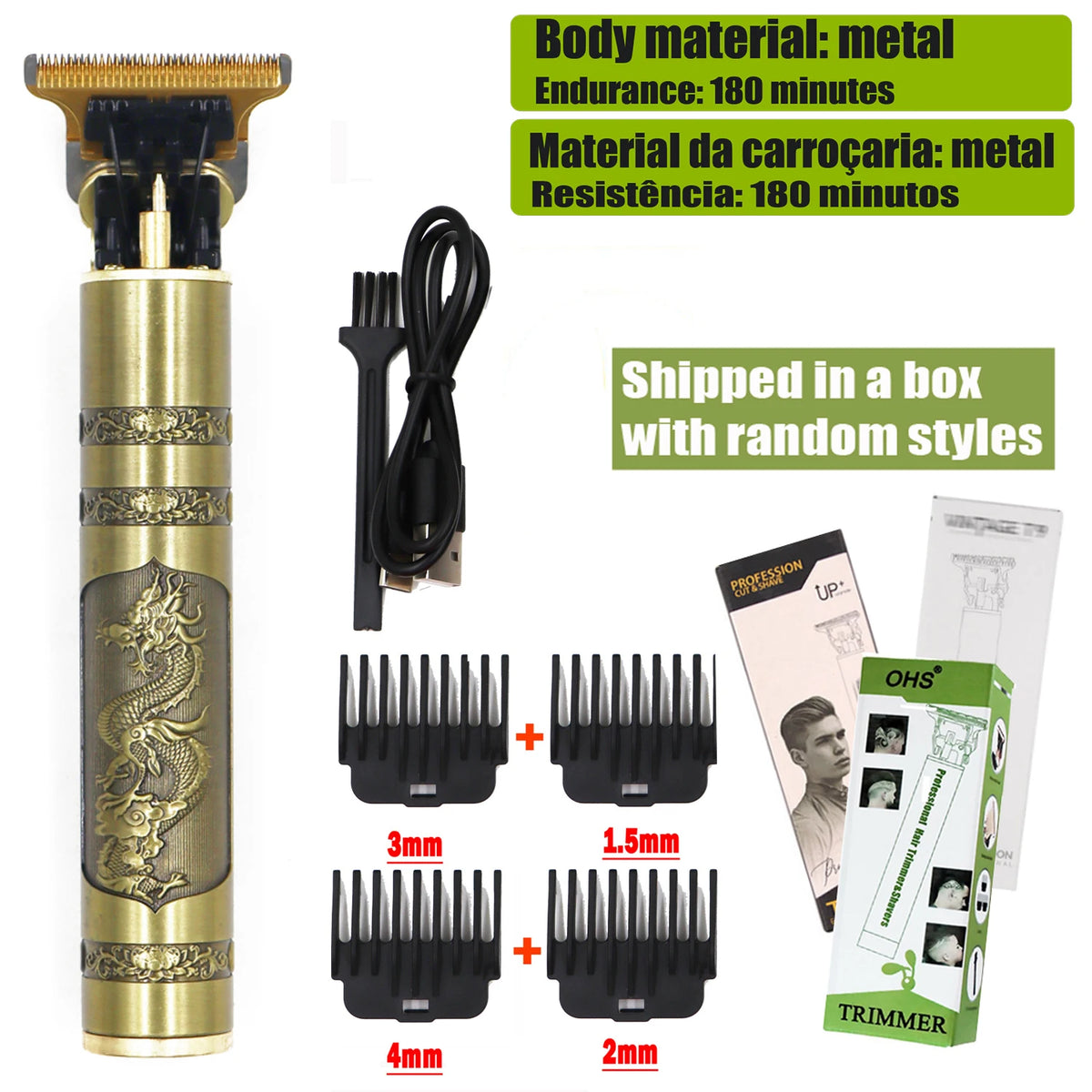 OHS Electric Hair Clipper Professional USB Cordless Clipper Professional Beard Trimmer Haircut Grooming Kit Hair Cutting Machine