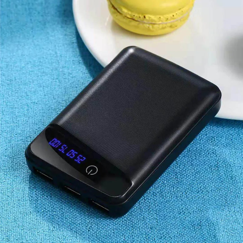 DIY-powerbankboks, genopladeligt batteri-etui med fladt hoved, oplader og ydre etui til mobiltelefon og tablet
