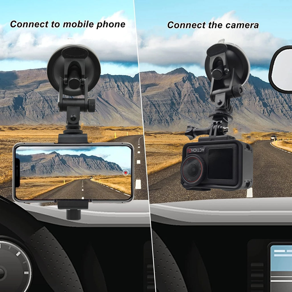 Saugnapfhalterung für Autoscheiben und Windschutzscheiben, kompatibel mit GoPro Hero 13, 12, 11, 10, Insta360 X3, X4 und DJI OSMO Action 5 Pro