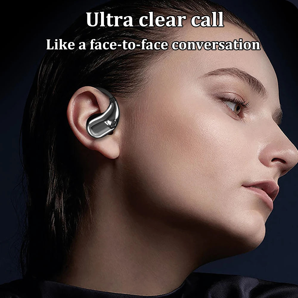 Auriculares Bluetooth 5.4 con gancho para la oreja, TWS inalámbricos, sonido estéreo HiFi, impermeables, pantalla LED, larga autonomía en espera y control táctil