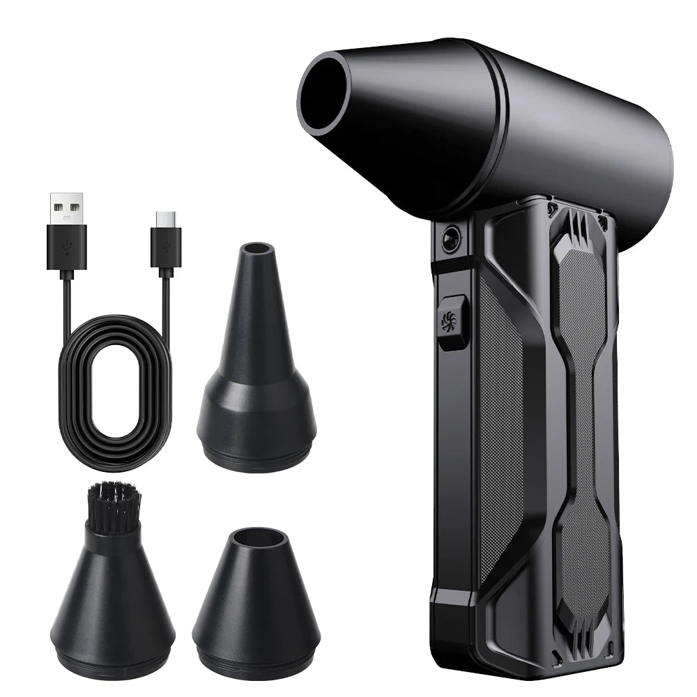 Turbo Fan 130000RPM Car Jet Fan 5 Outlet Nozzles Portable Blowing Snow Cleaning Blower Tool Electric Air Duster Type-C Charging