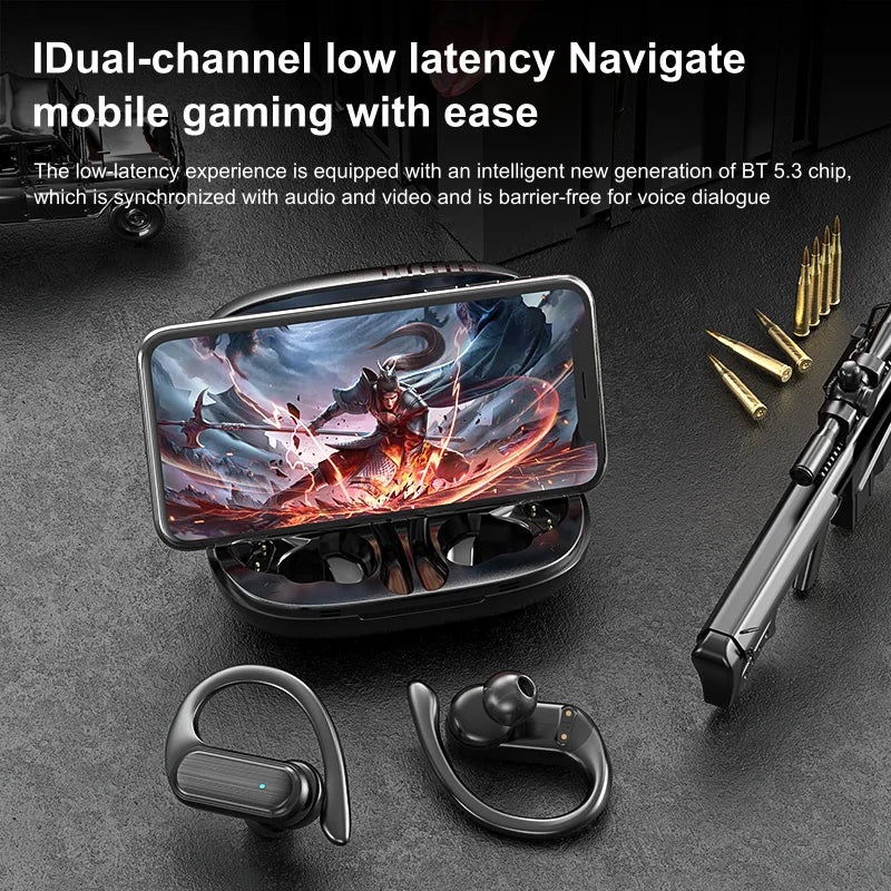 Auriculares inalámbricos BOSECXT Bluetooth 5.3, estéreo TWS, con gancho para la oreja, Hi-Fi, HD y micrófono, para iPhone y Android