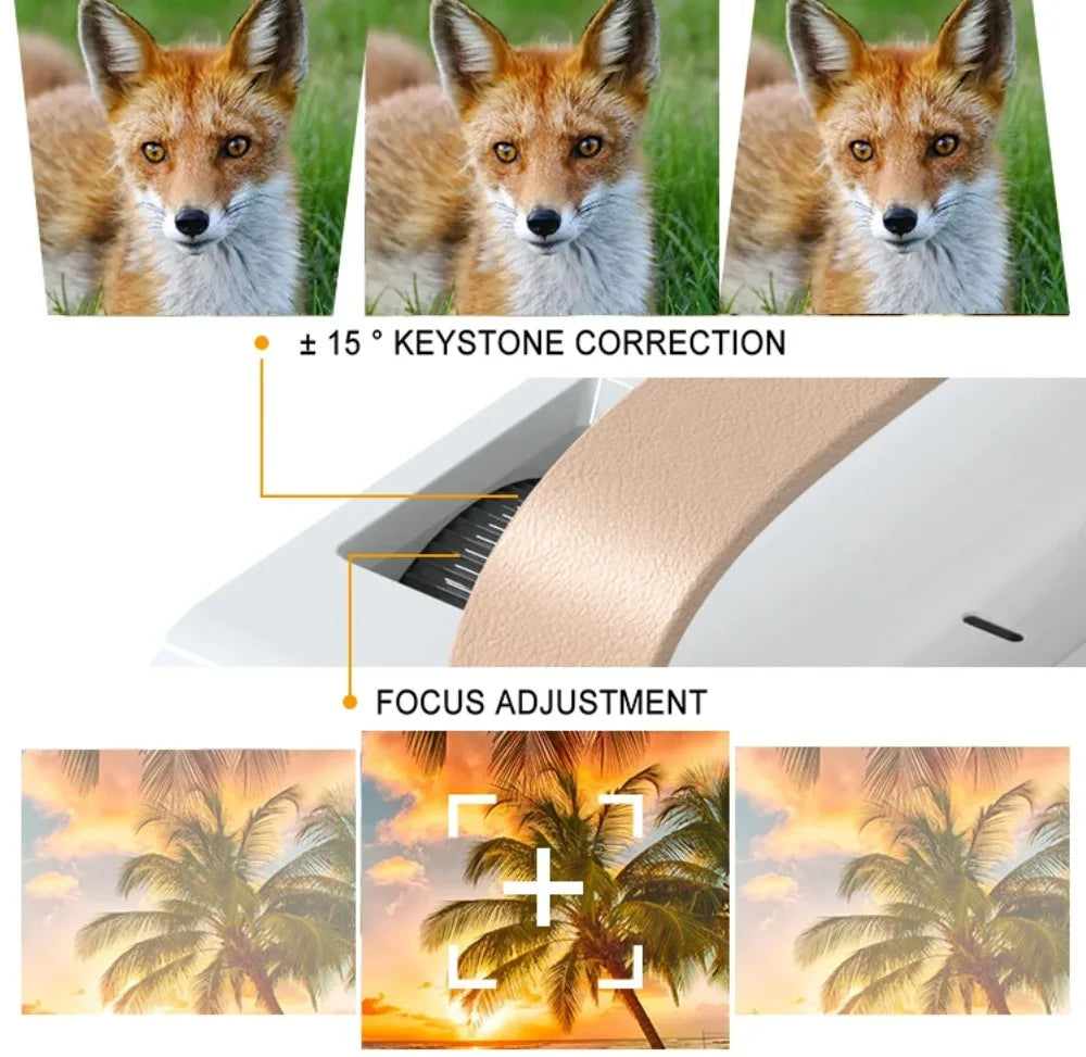 Proyector portátil inteligente 4K mini para cine en casa, Android, Wi-Fi, Bluetooth, LED, videojuegos, teléfono, cine y altavoz