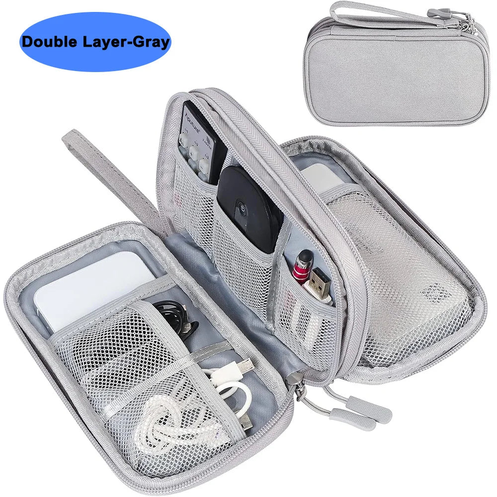 USB Cable Storage Bag Multifunctional Travel Portable Data Line Phone Charger Power Bank Electronic Accessories Organizer