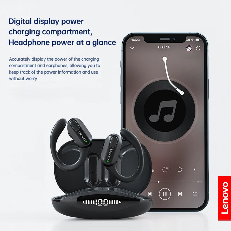 Écouteurs sans fil de sport Lenovo XT80 originaux avec micros, affichage LED de la batterie, son stéréo Hifi, casque Bluetooth 5.3 TWS