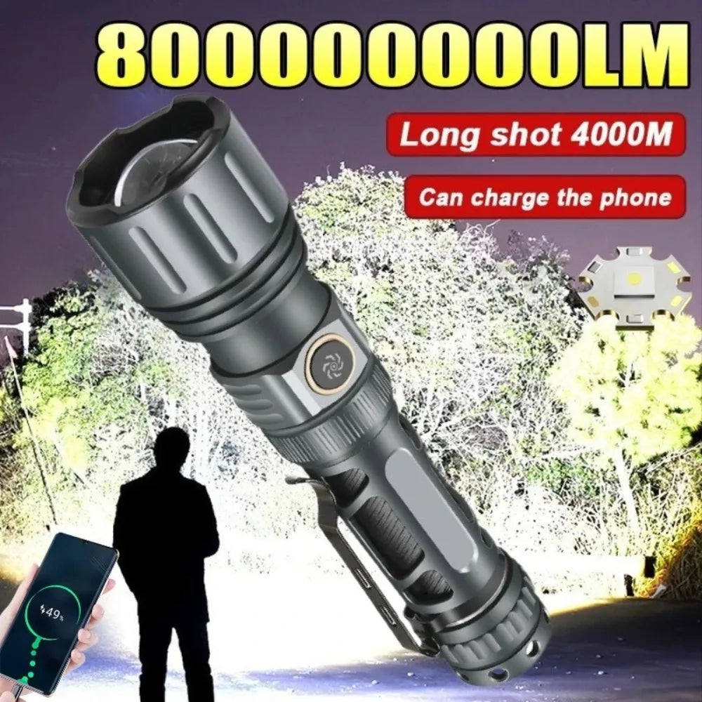 Linterna superbrillante, lámpara LED portátil recargable, farol táctico impermeable para camping y actividades al aire libre, para pesca