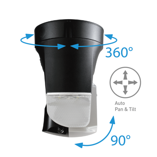 Ares Pro Outdoor Security Camera with 360° rotation and 90° pan and tilt features for superior outdoor monitoring.