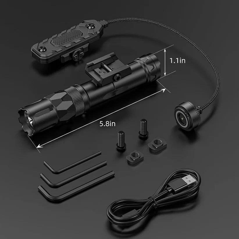 Richfire 2500LM Tactical Flashlight Magnetic Rechargeable White Laser Combo 250M Hunting Light 21700 Battery Picatinny Rail