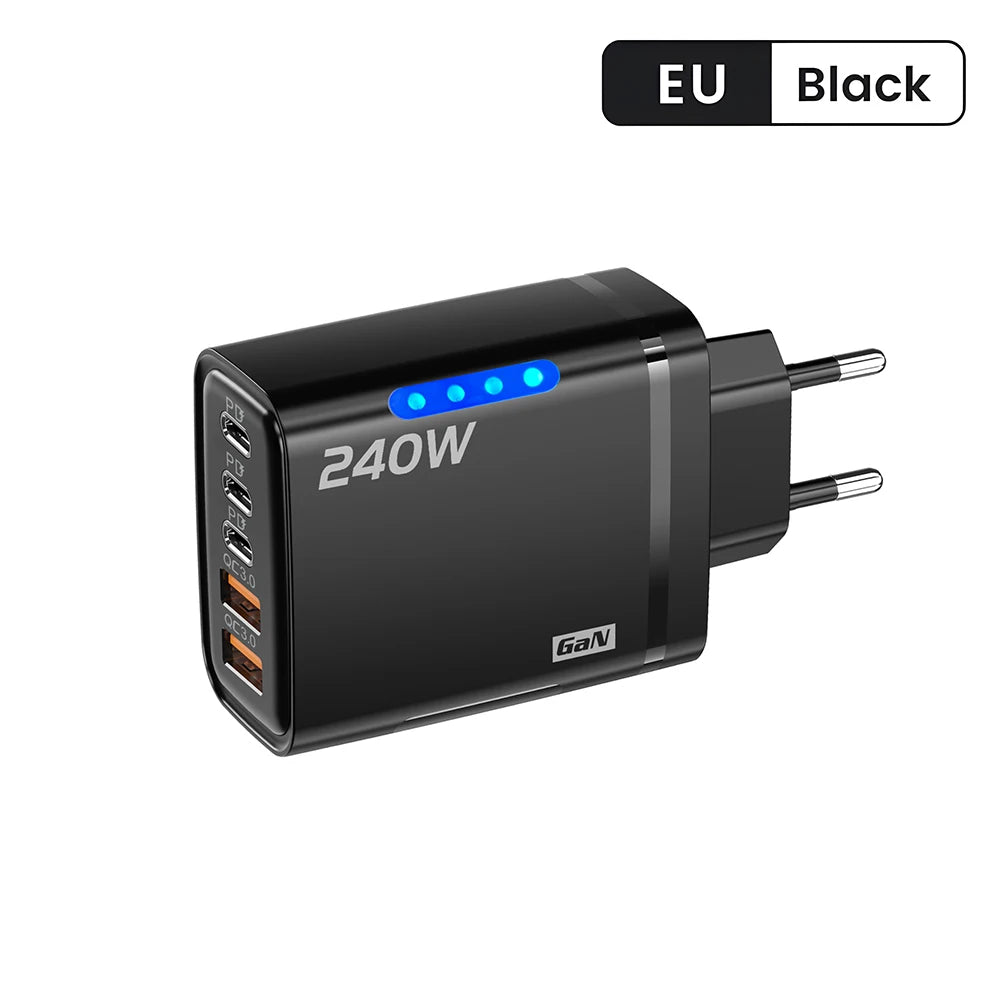 5 Ports USB C PD Charger Quick Charge 3.0 Type C USB Phone Chargers Fast Charging Adapter For iPhone 16 15 Samsung Xiaomi Huawei