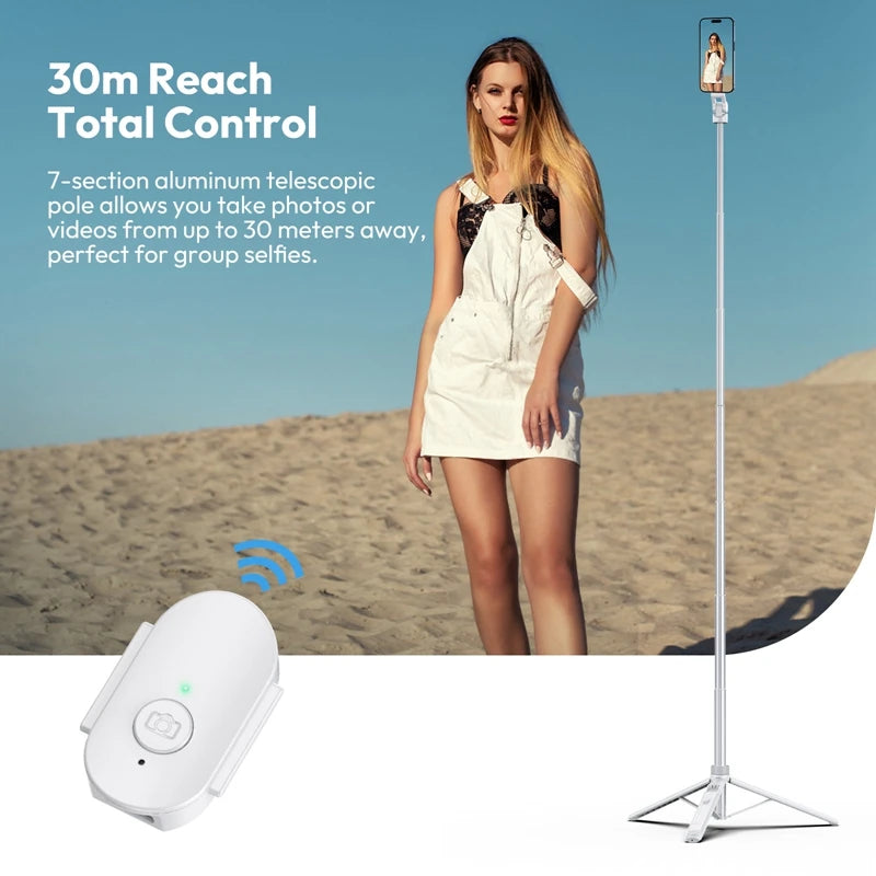 Ulanzi TT88 Trépied perche à selfie de 1,44 m avec pince magnétique et télécommande sans fil, trépied d'extension pour livestreaming et vlogging