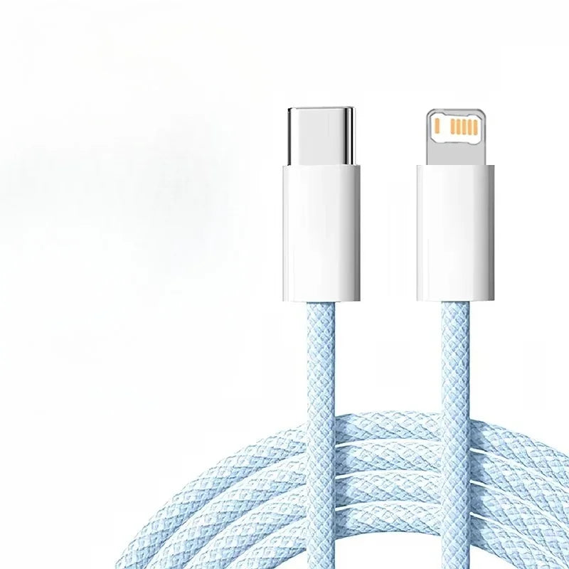 1m 2mPD Braided 35W Fast Charge Cable For iPhone 13 14 Pro Max 11 12 mini X XR XS Max 7 8 Plus Quick Charging USB-C Data Cables