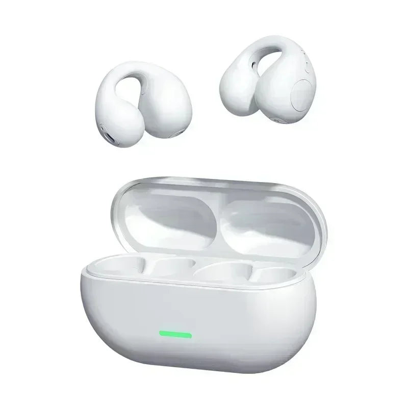 TWS Bluetooth-headset 5.3, trådløse luftledningshovedtelefoner med øreclips, musik, støjreduktion, HD-opkald, sports- og gaming-øretelefoner
