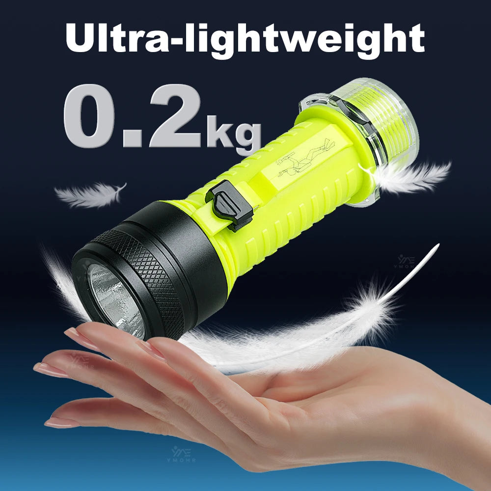 New Portable Professional LED Diving Flashlight Strong Light Underwater Torch IPX8 Waterproof Scuba Dive Flashlight Fishing Lamp