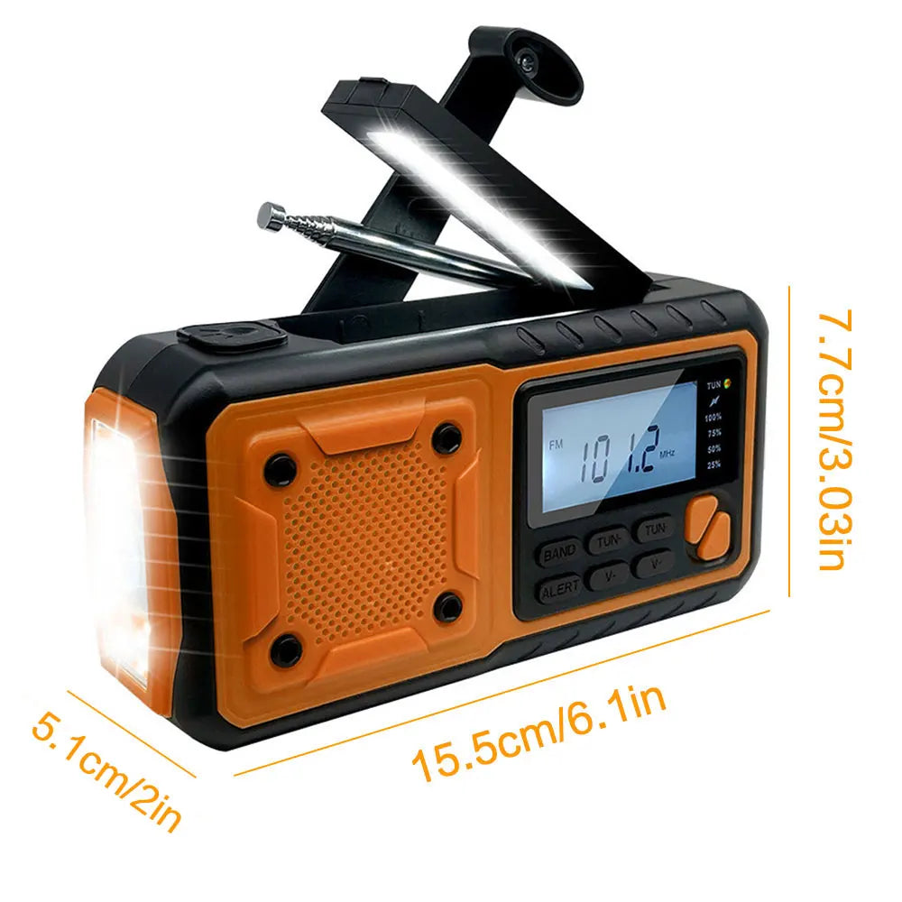 4000mAh Portable Emergency Solar Power Radio Hand Crank Charging AM/FM Weather Radio Led Reading Flashlight Bank Phone Charger