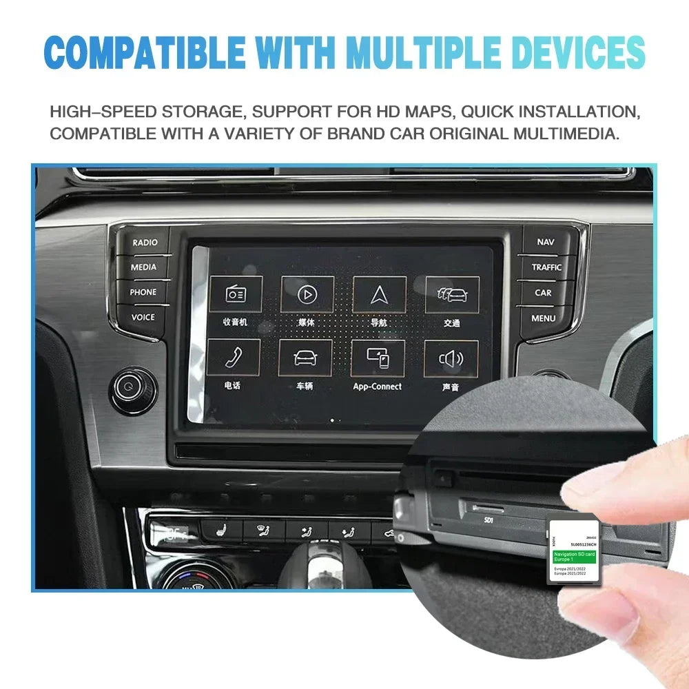 Connect3 V7 Sat Nav 16GB SD Memory Card Navigation for Nissan Juke/Qashqai/X-Trail/Note/Leaf Vehicle Update Europe 2022 Map GPS