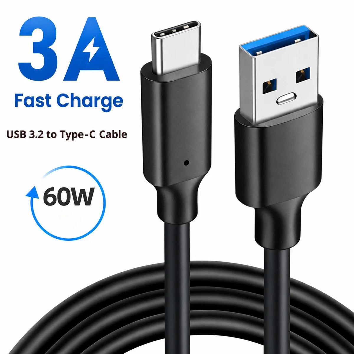 USB 3.2 Type C to A Cable 10Gbps 60W PD Fast Charging Data Transfer for Galaxy S23 S22 Note 20 Pixel iPad Pro SSD Android Auto