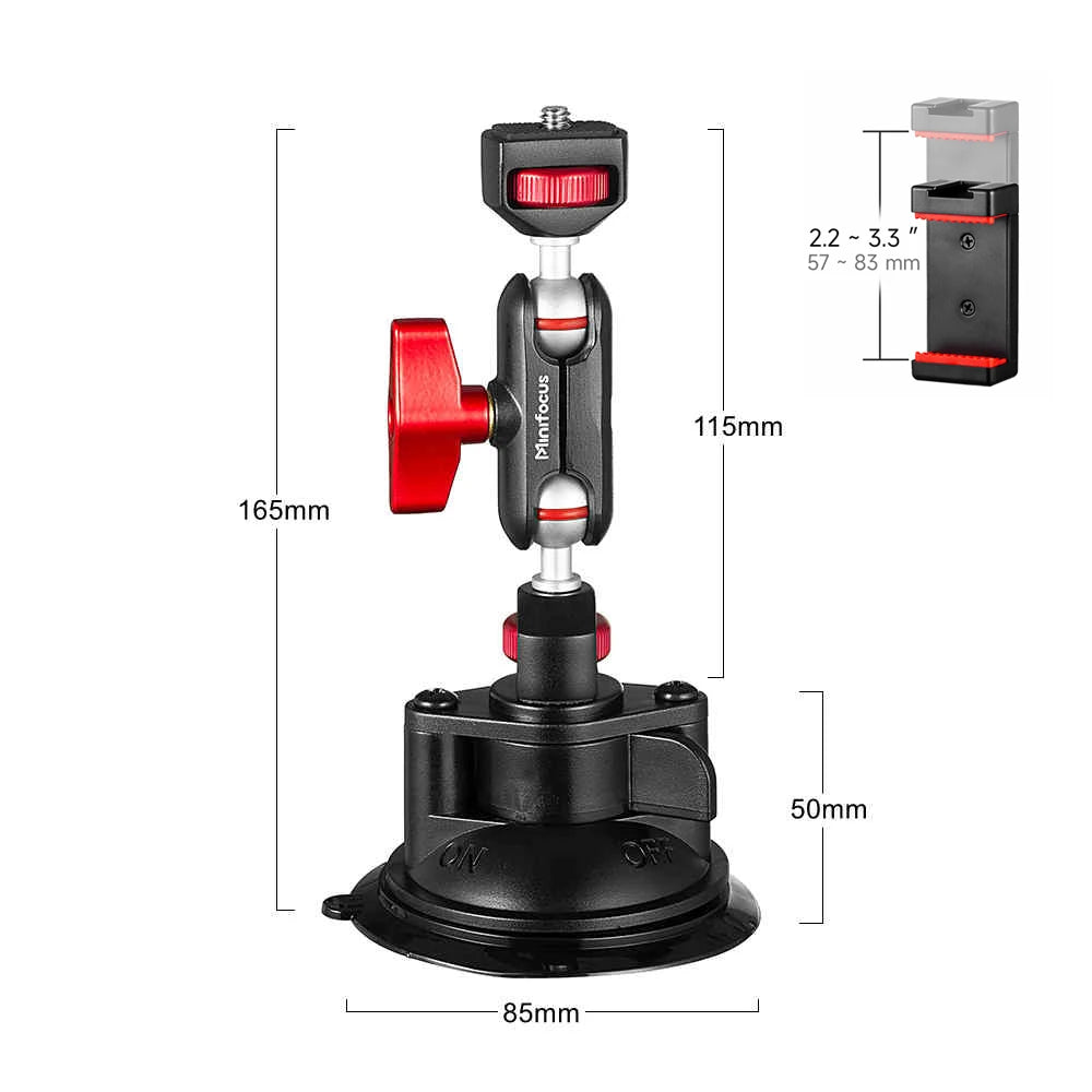 Camera Suction Cup Car Mount with Phone Holder Windshield Window Dashboard Boats Vehicle Attach for GoPro Insta360 DJI Action
