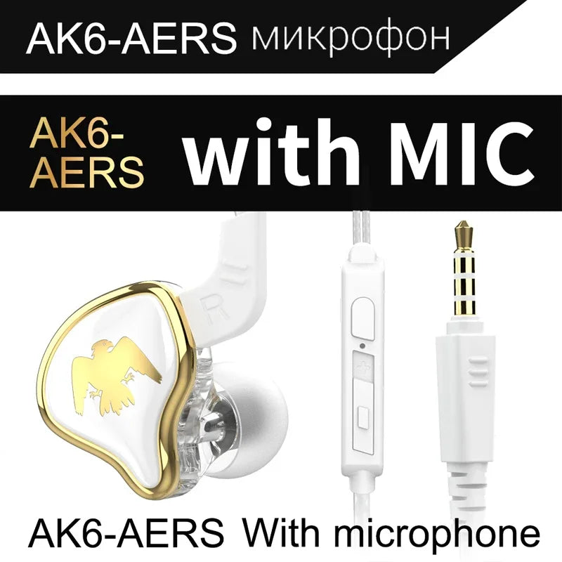 QKZ AK3 HiFi 3.5MM-kablede øretelefoner med mikrofon, bas og støjreduktion, hovedtelefoner til sport, gaming og musik, stereolyd, ørepropper