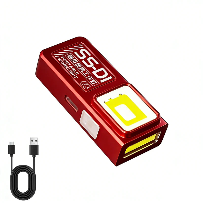 Genopladelig mini-COB-LED-lommelygte, bærbar EDC-lygte med USB-C, lommelygte, arbejdslampe med bred lysfordeling, clip og magnet til nødsituationer