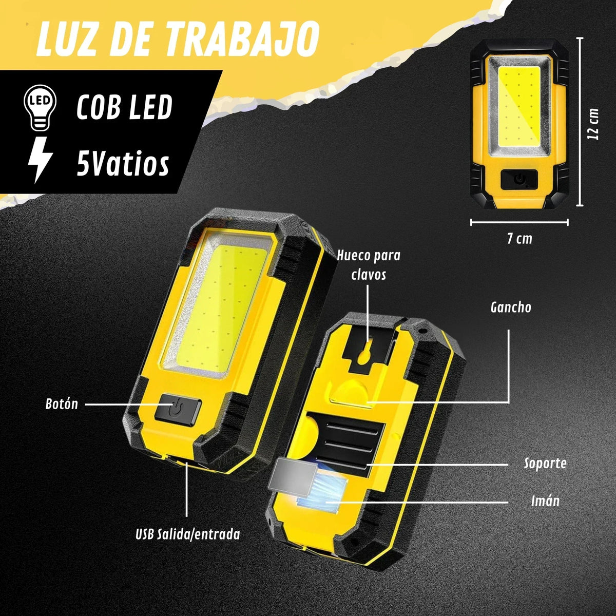 Portable 4000MaH Rechargeable Work Light Super Bright COB Flashlight With Magnetic/Hook Camping Lantern For Outdoor Emergency