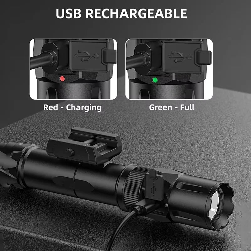Richfire 2500LM Tactical Flashlight Magnetic Rechargeable White Laser Combo 250M Hunting Light 21700 Battery Picatinny Rail