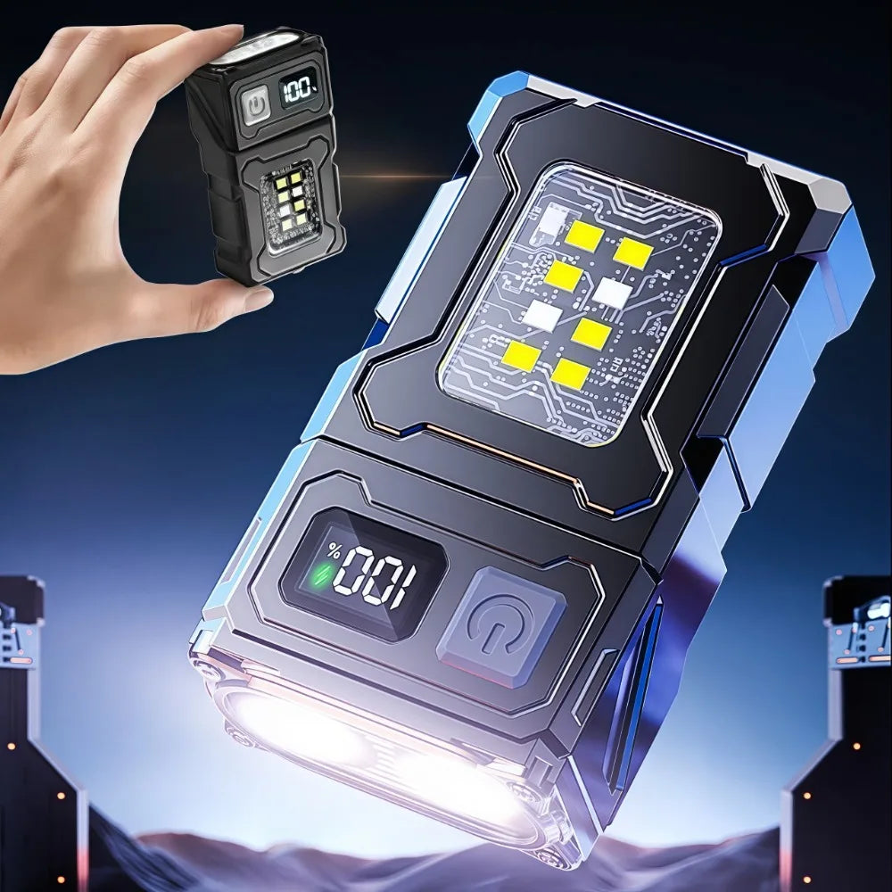 Wiederaufladbare Mini-LED-Taschenlampe, magnetisch, mit Clip, Arbeitsleuchte, Schlüsselanhänger- und Taschenlampe für Outdoor-Camping, Wandern und Angeln