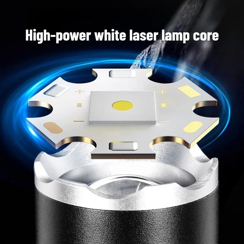 Rechargeable LED Flashlight Zoomable Waterproof Aluminum Alloy Torch with Clip Magnet for Outdoor Hiking Camping Night Use