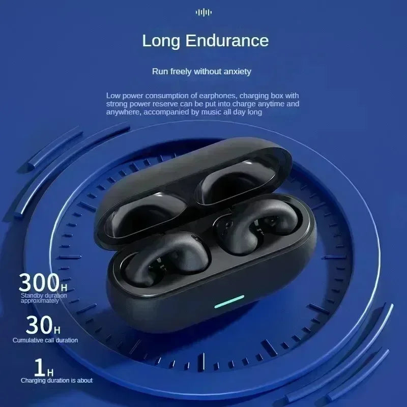 TWS Bluetooth-headset 5.3, trådløse luftledningshovedtelefoner med øreclips, musik, støjreduktion, HD-opkald, sports- og gaming-øretelefoner
