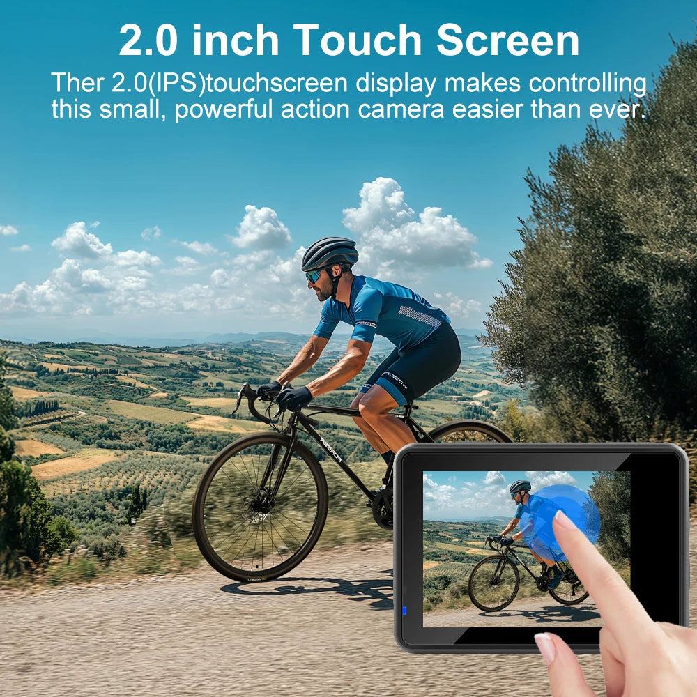 Cámara deportiva Ourlife 5K30FPS, pantalla LCD táctil de 2.0'', DVR de 170°, resistente al agua hasta 30 m, control remoto, zoom 5X, cámara deportiva con casco, WiFi y 4K60FPS