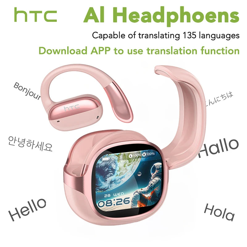 Auriculares Bluetooth HTC con sonido envolvente estéreo Hi-Fi, ajuste cómodo y ligero, diseño abierto, para deporte y running, auriculares inalámbricos NE58