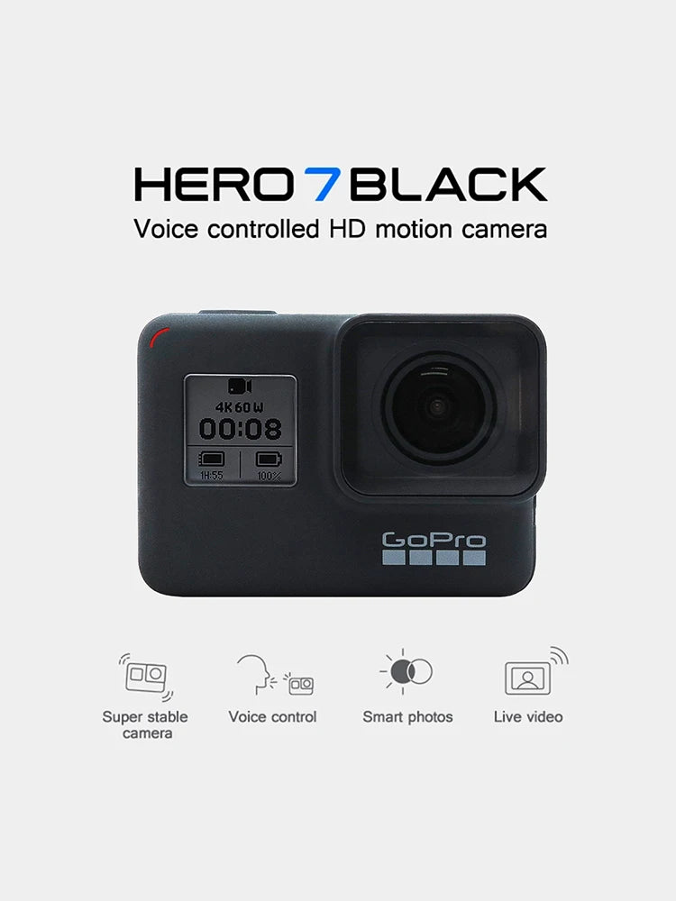 GoPro Hero 7 Black original specialpakke, actionkamera, Go Pro Hero7 Sport, 12 MP-fotos, livestreamingkamera, 4K 60 fps, 1080P 240 fps