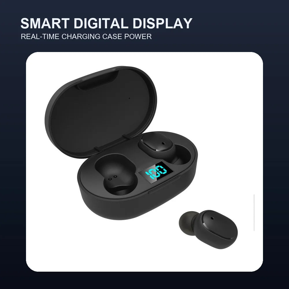 TWS-trådløse ørepropper med Bluetooth 5.0, digital skærm, mini-in-ear-hovedtelefoner, stereosamtaler og LED-opladningsetui