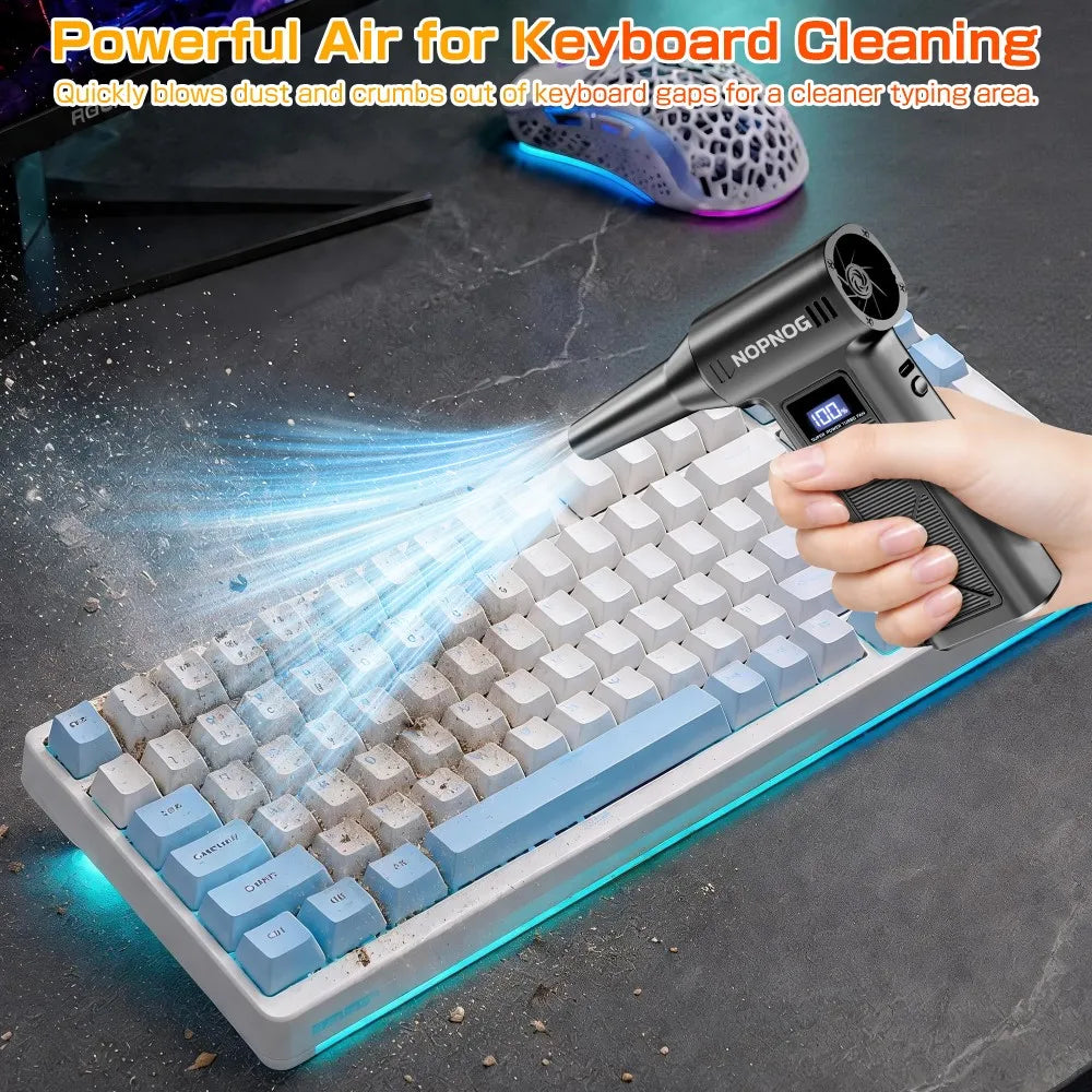 Elektrischer Auto-Schneegebläse-Luftreiniger, Aufladung über Type-C, Reinigungs- und Blaswerkzeug, 4 Stufen, tragbares Turbo-Gebläse, 110000 U/min