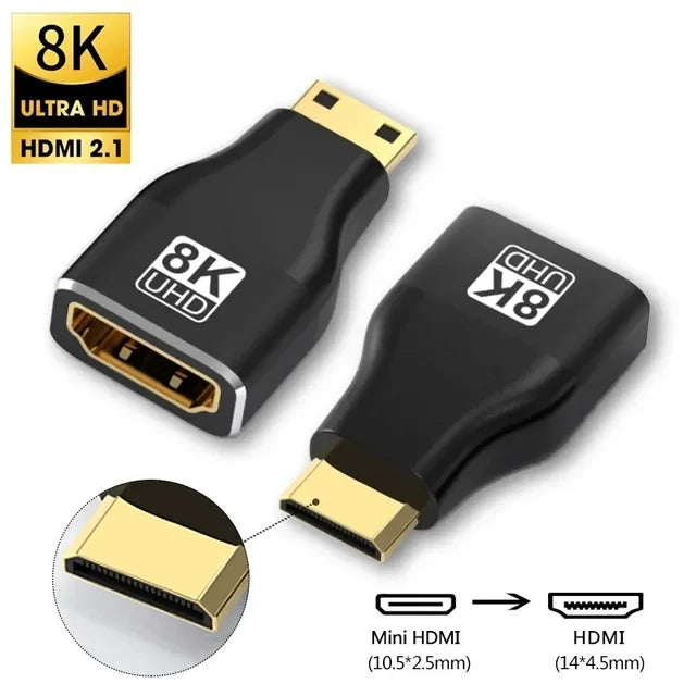 MIZIQIER 8K HDMI 2.1-adapter med 90°/270° vinkel, hanstik til hunstik, 8K 60 Hz, 4K 120 Hz, 48 Gbps, kompatibel med PS5/4, HDTV, Roku, TV-stick og pc