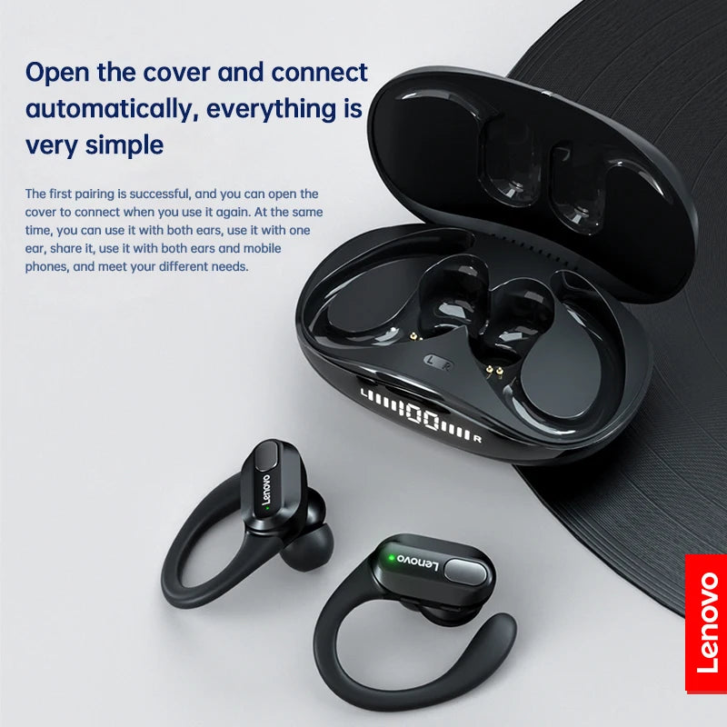 Écouteurs sans fil de sport Lenovo XT80 originaux avec micros, affichage LED de la batterie, son stéréo Hifi, casque Bluetooth 5.3 TWS