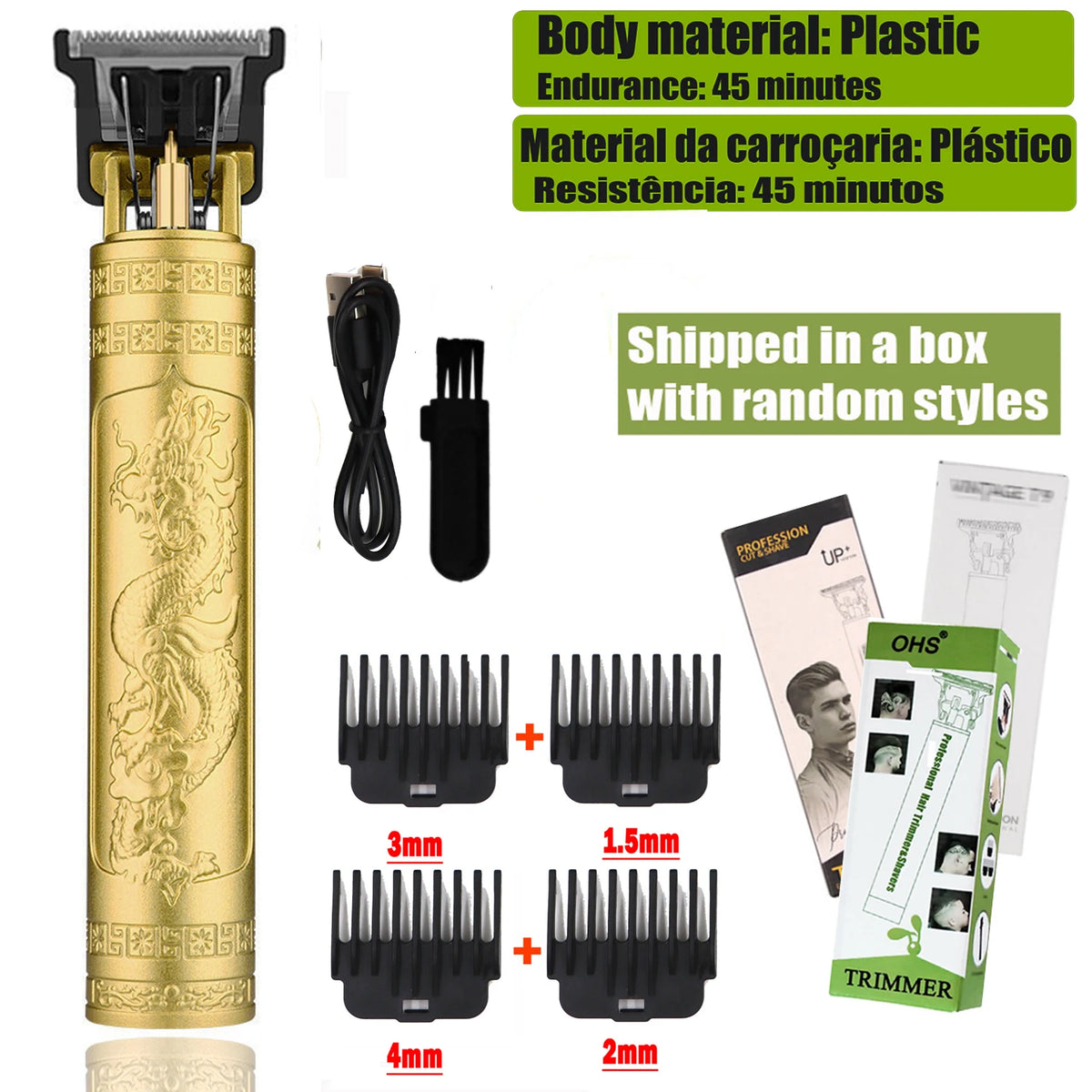OHS Electric Hair Clipper Professional USB Cordless Clipper Professional Beard Trimmer Haircut Grooming Kit Hair Cutting Machine