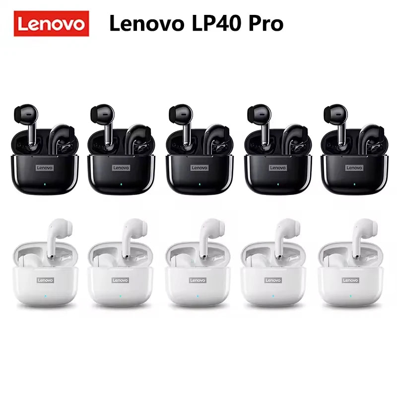 Auriculares Lenovo LP40 Pro Bluetooth V5.3, ligeros y resistentes al sudor, compatibles con teléfonos inteligentes, portátiles y computadoras