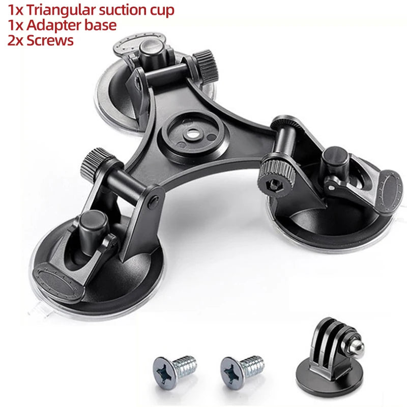 3-Cup Car Suction Cup Holder Strong Mount for GoPro Hero 13 12 11 10 9 8 Insta360 SJCAM AKASO DJI Osmo Action Camera Accessories