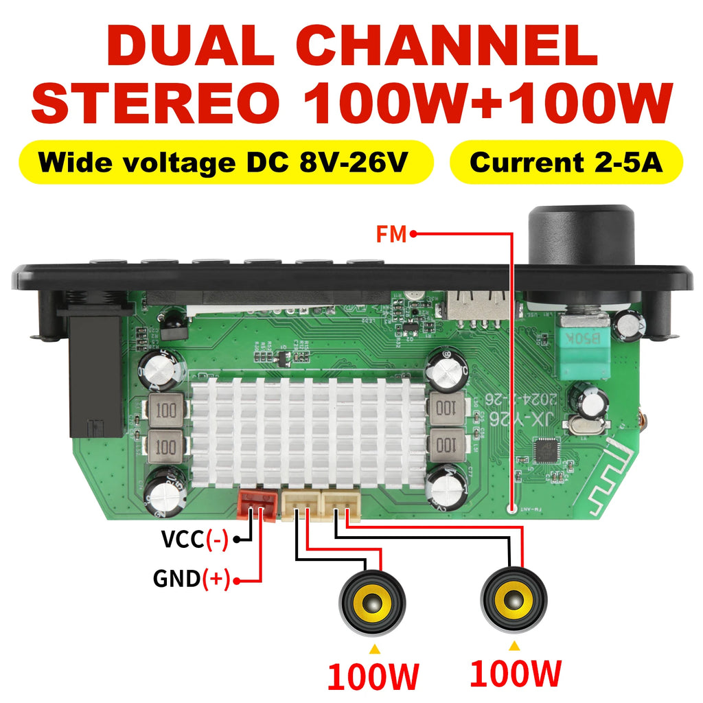 NEW 200W  Amplifier Bluetooth DIY MP3 WAV Decoder Board DC 12V 100W  Wireless Car USB MP3 Player TF Card Slot USB FM with Mic